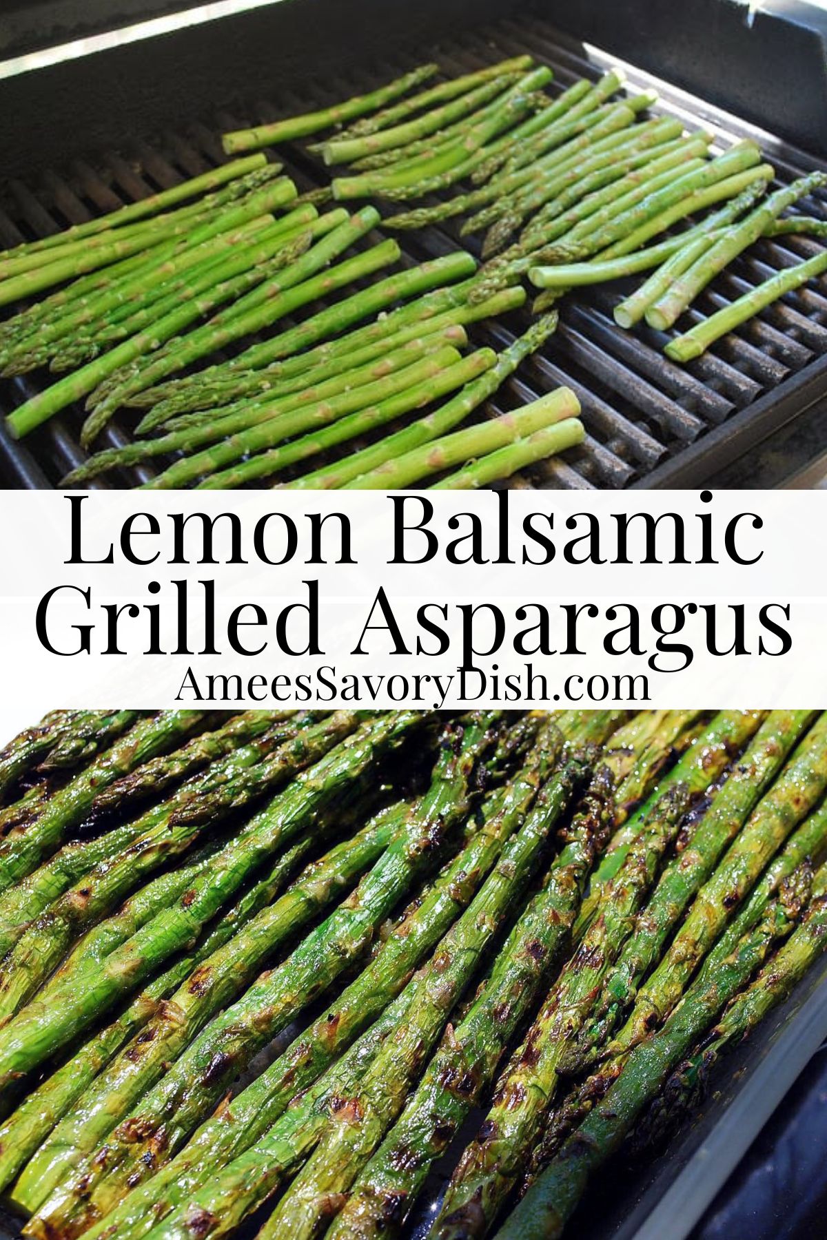 A delicious recipe for lemon balsamic grilled asparagus that makes a quick and easy healthy side dish for your next gathering via @Ameessavorydish