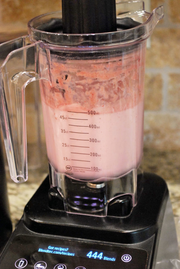 strawberry banana ice cream in a blender