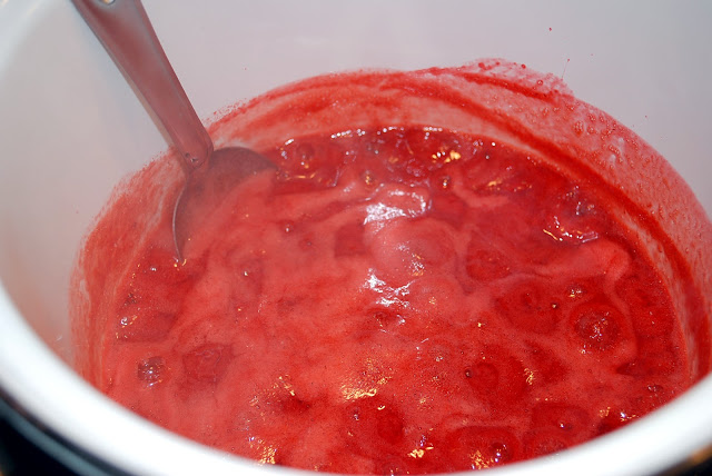 homemade strawberry jam cooking