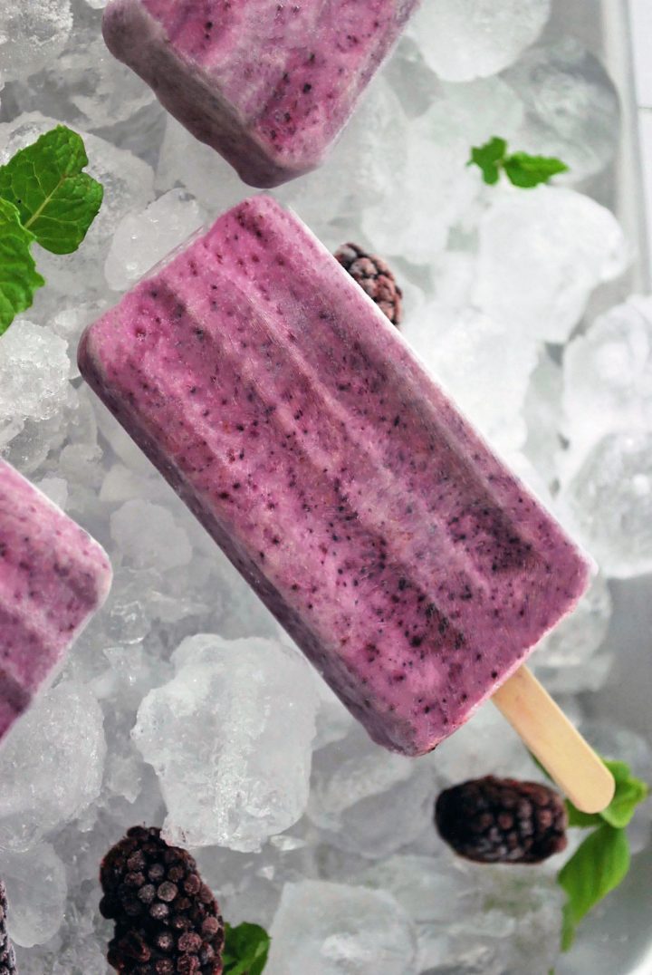 homemade greek yogurt pops with berries