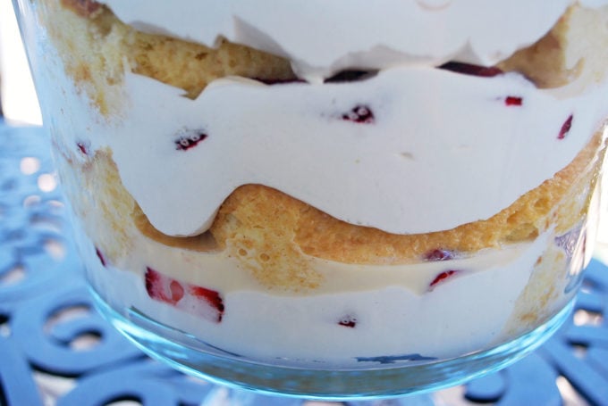 upclose view of a Strawberry Tres Leches Trifle