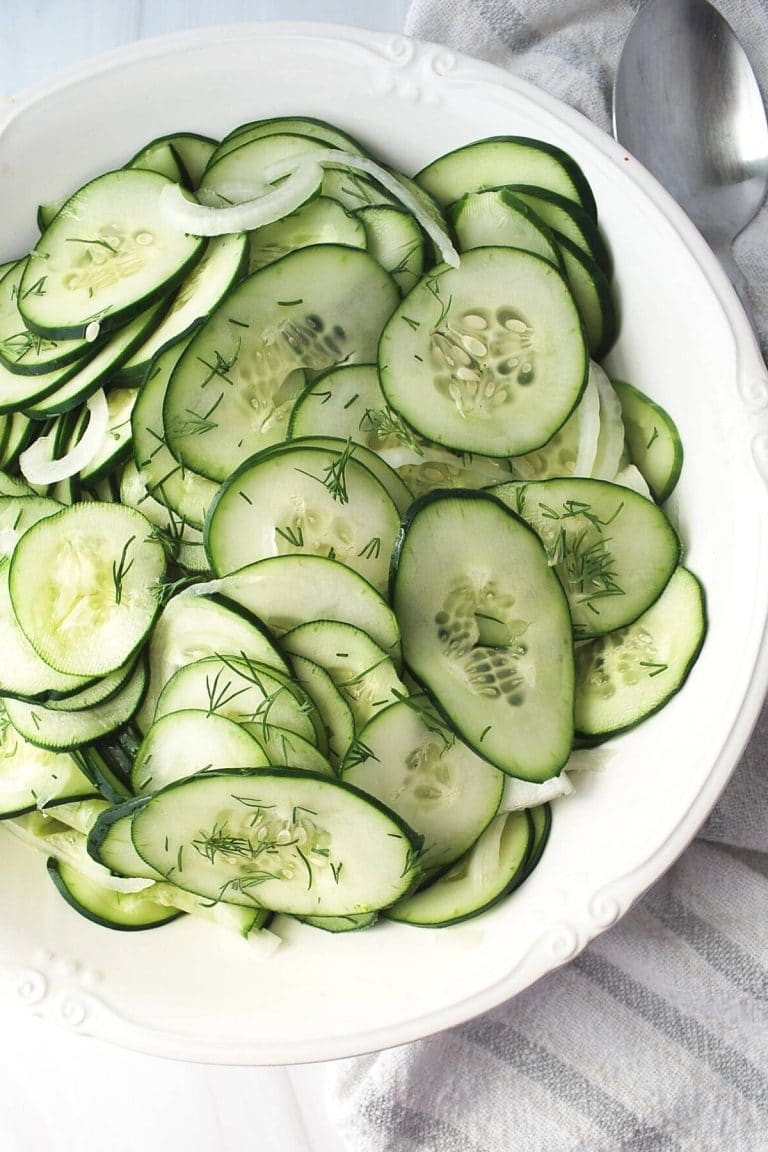 Easy Old-Fashioned Cucumbers and Onions in Vinegar Dressing