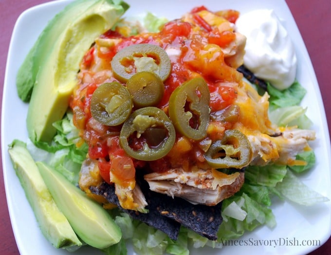 Healthier Loaded Chicken Nachos recipe- Amee's Savory Dish