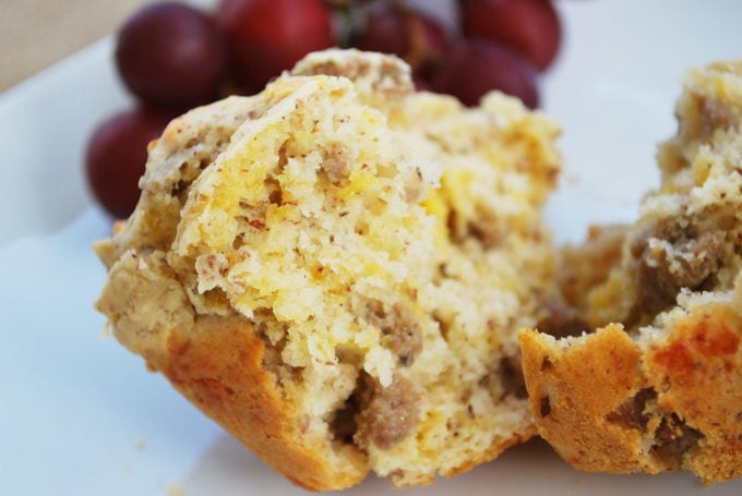 Gluten-Free muffins with sausage and cheddar cheese
