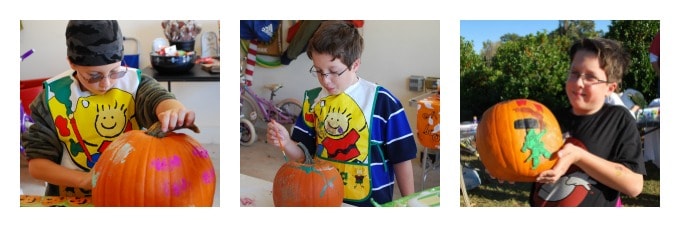 Allen painting pumpkins for Halloween Allen painting pumpkins for Halloween