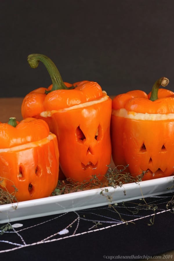 Jack O' Lantern Shepherd's Pie Stuffed Peppers from Cupcakes and Kale Chips