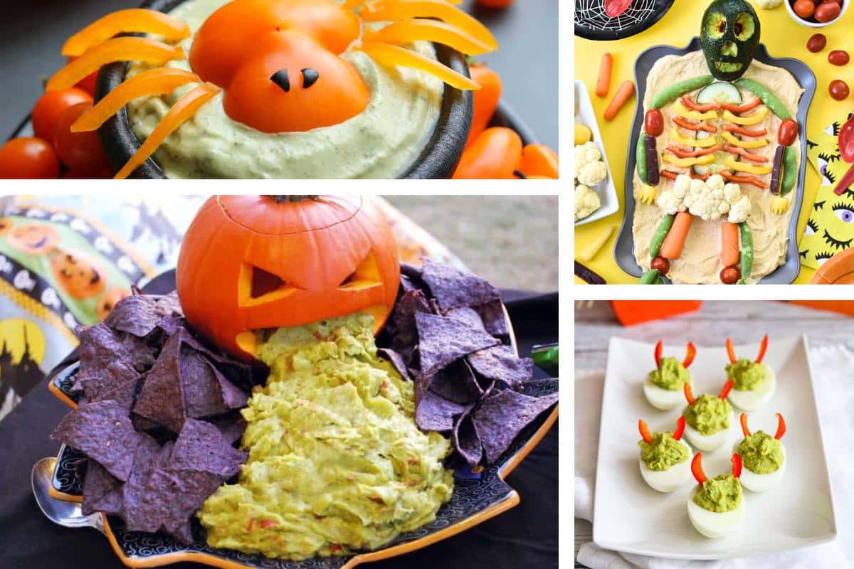 collage photo of halloween snack recipes