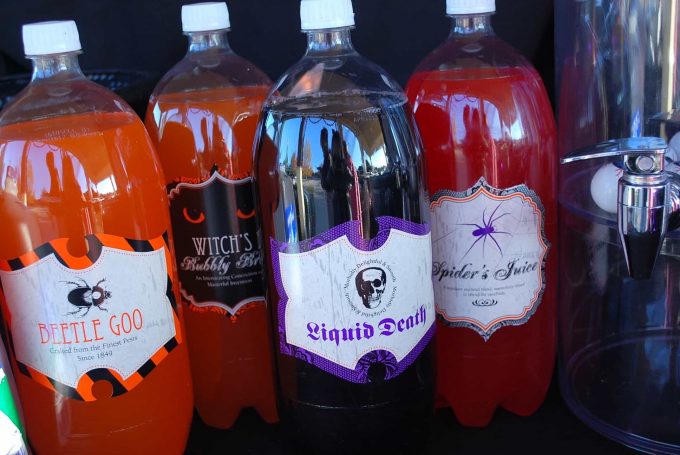 Halloween soda bottle labels