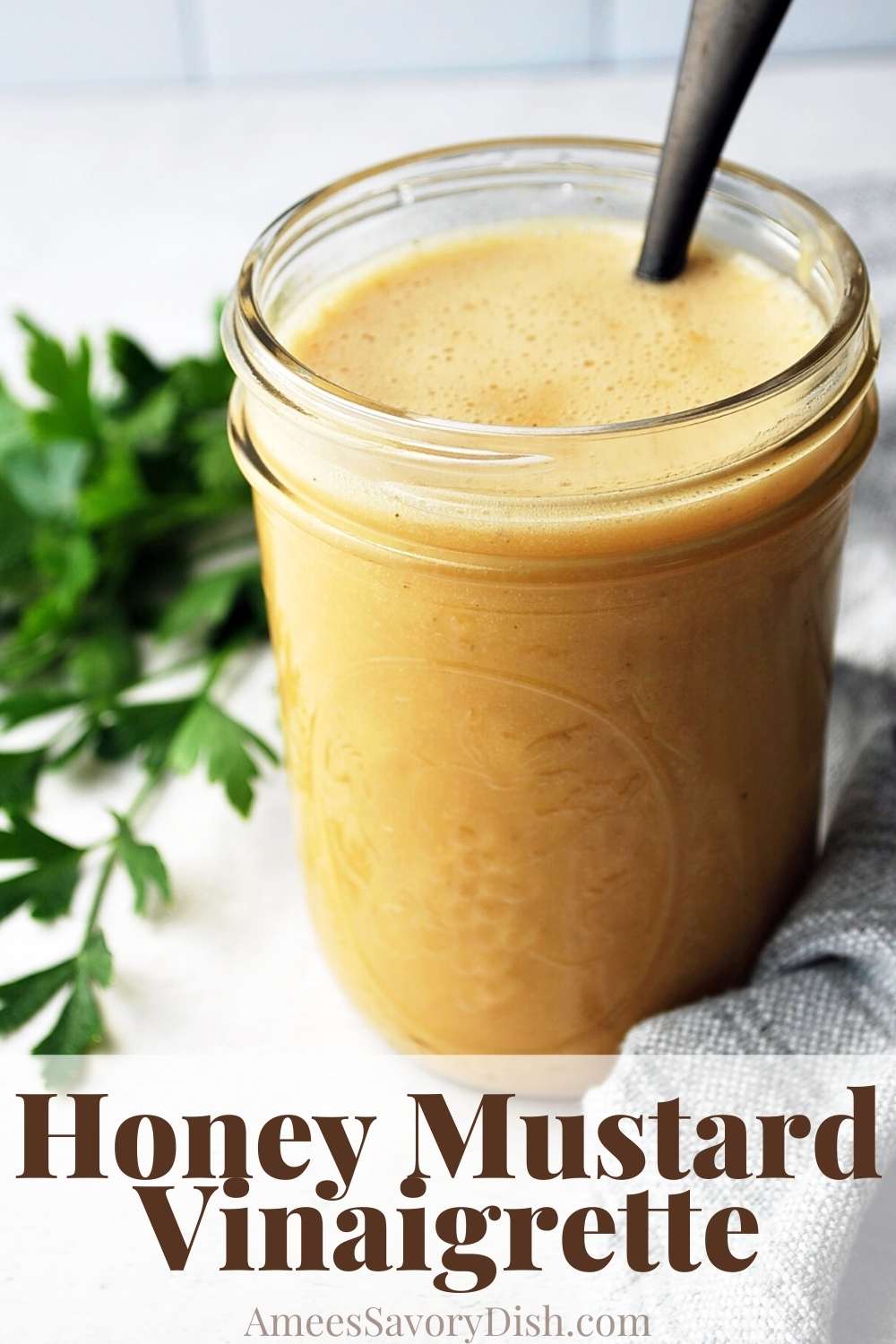 A simple and flavorful honey mustard vinaigrette dressing that's incredibly easy to make with only five simple ingredients!   via @Ameessavorydish