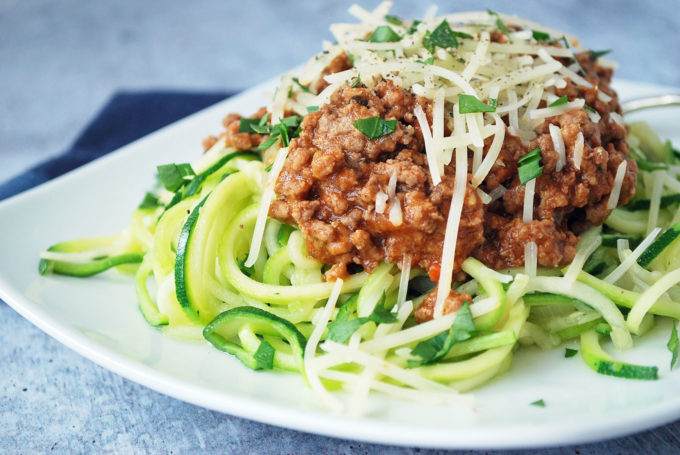 Zucchini spaghetti is best with this simple and delicious beef bolognese sauce