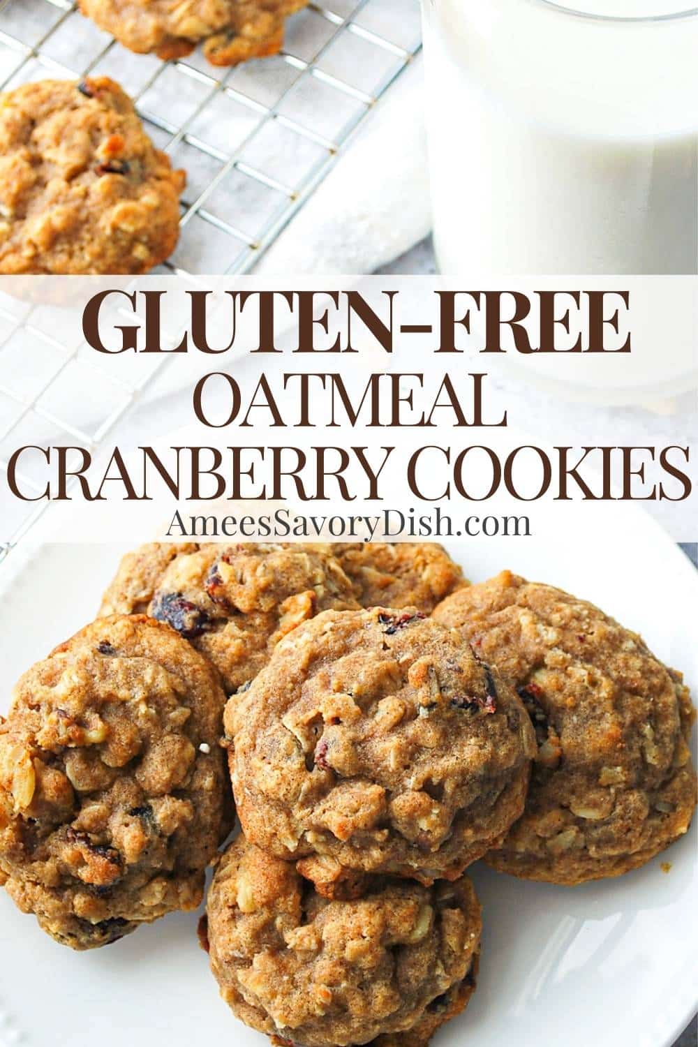 You'll love these soft, chewy gluten-free oatmeal cranberry cookies with crunchy walnuts. Easy and delicious! via @Ameessavorydish