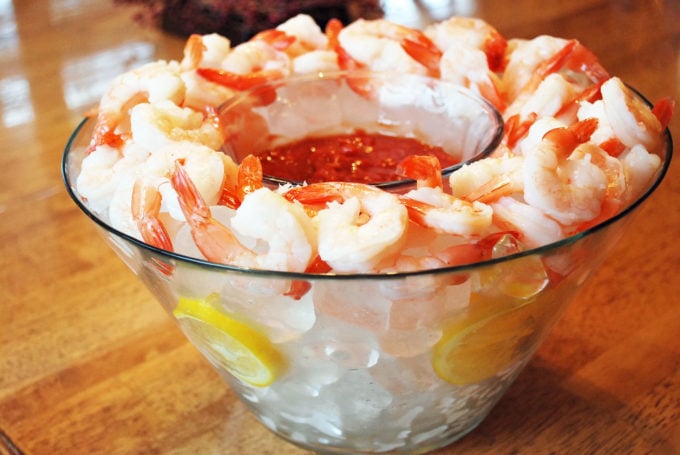 simple presentation for serving shrimp cocktail and keeping it cold