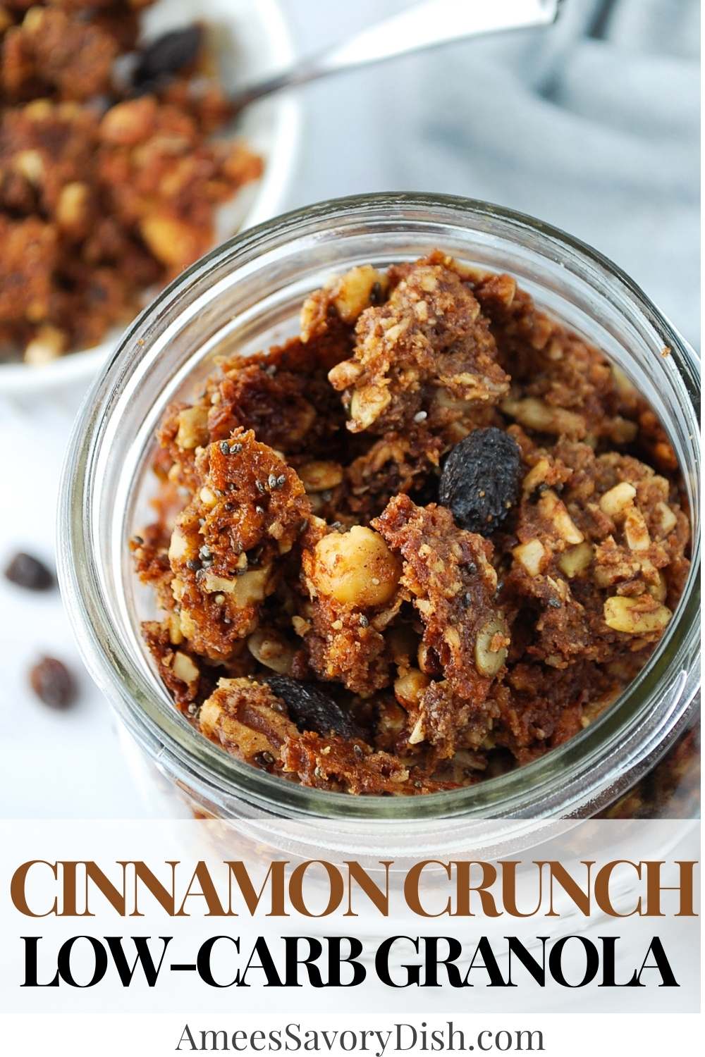 This delicious Cinnamon Crunch Oat-Free Granola is sweet, perfectly spiced, and loaded with nuts, seeds, and dried fruit. via @Ameessavorydish