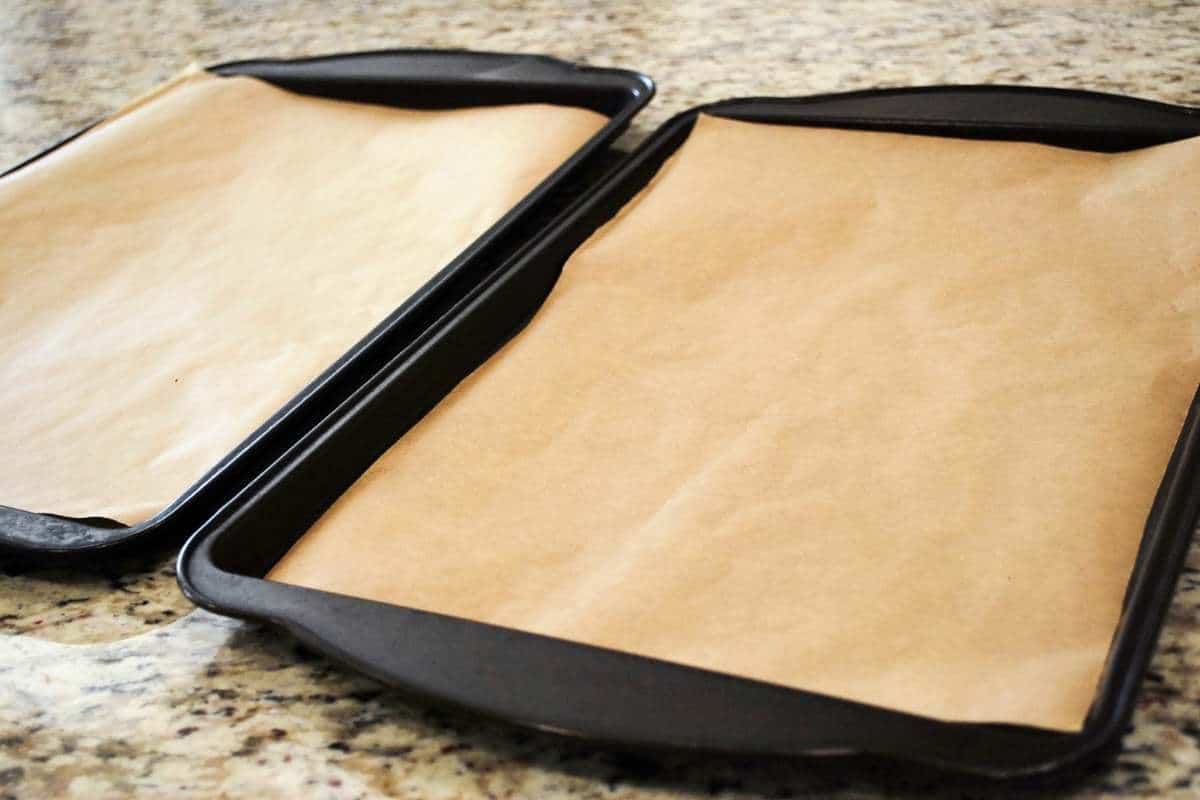 baking sheet pans lined with parchment paper