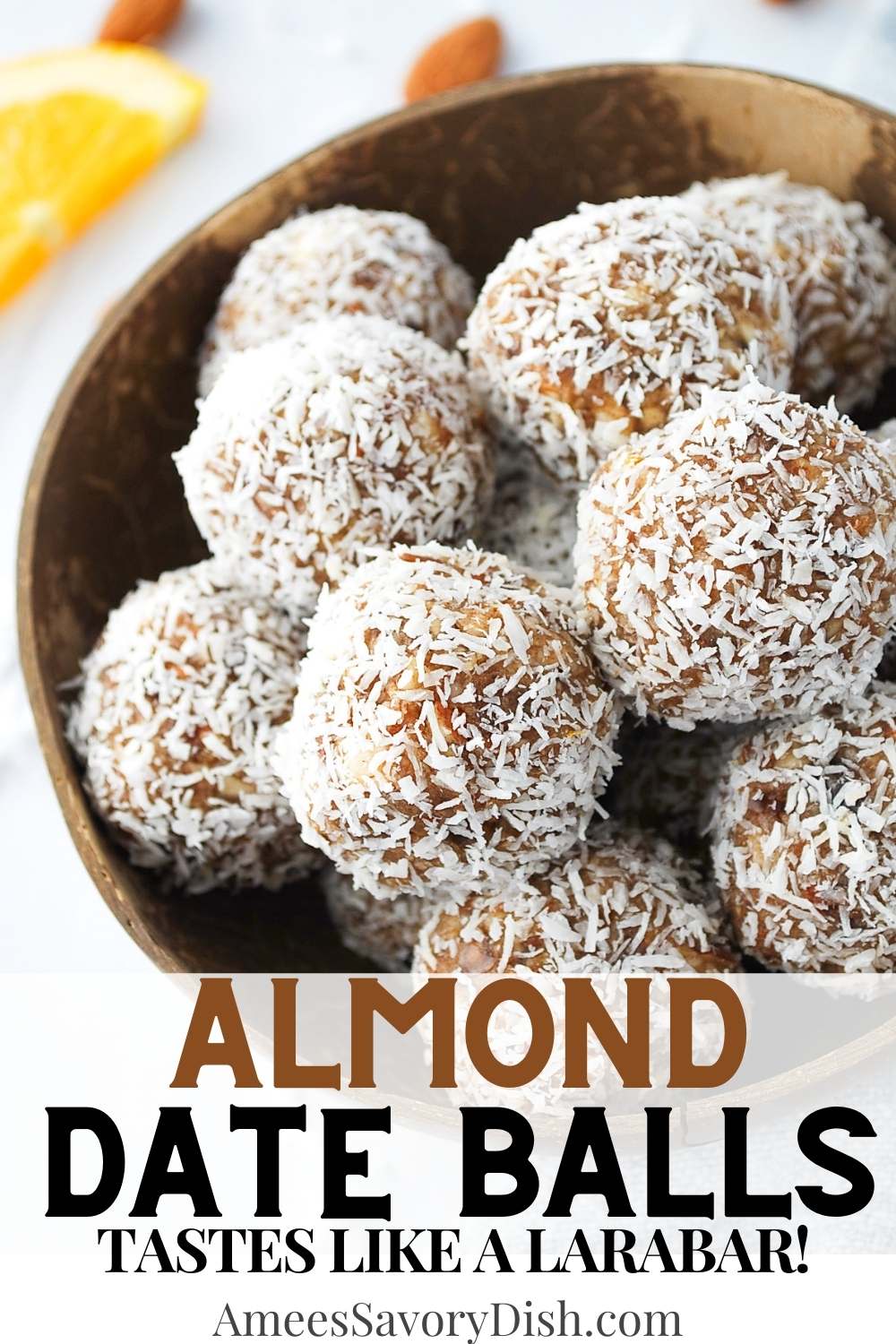 You'll love this copycat ball-shaped version of the popular and tasty Larabars. These coconut almond date balls are made with dried dates, nuts, and fruit. via @Ameessavorydish