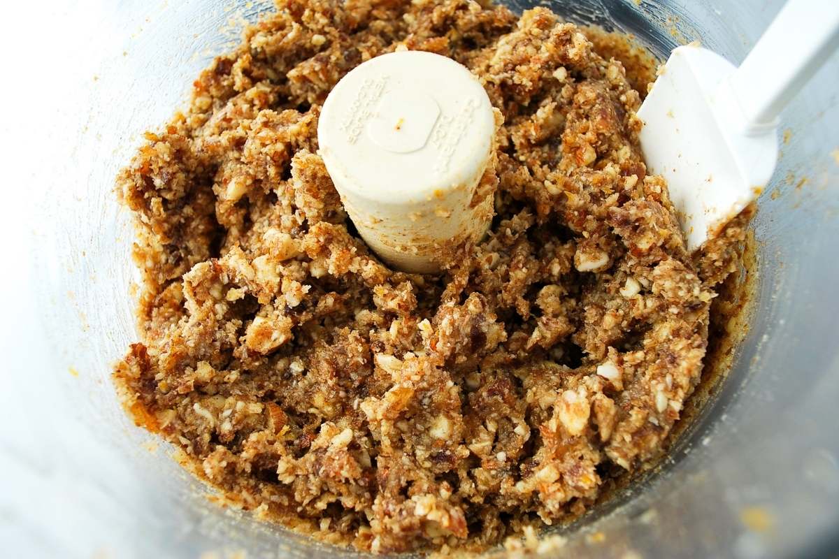 date ball mixture in a food processor