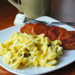 Jalapeno Scrambled Eggs with Pan Fried Cinnamon Sweet Potatoes