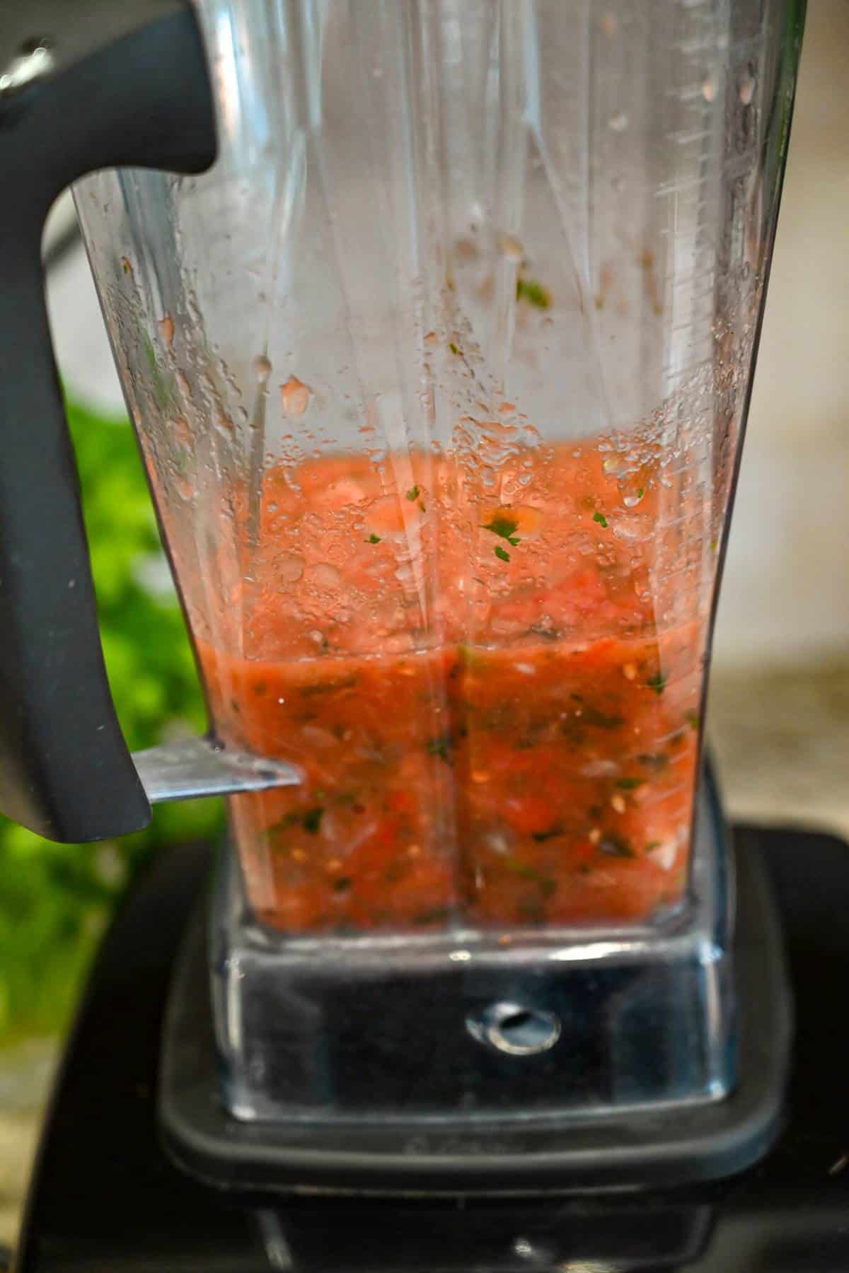 blended salsa in a vitamix