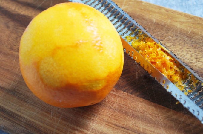 Fresh orange zested for Best Ever Sugar-Free Fresh Strawberry Pie
