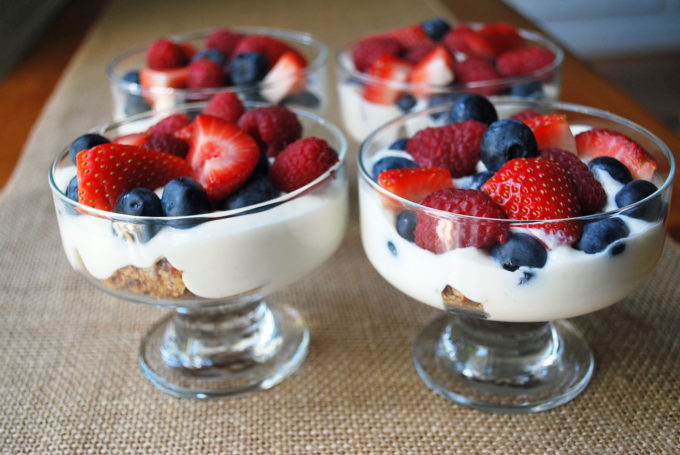 Greek yogurt parfaits with fresh berries and Clif Crunch bars creates a fruit parfait that is as delicious as it is healthy!