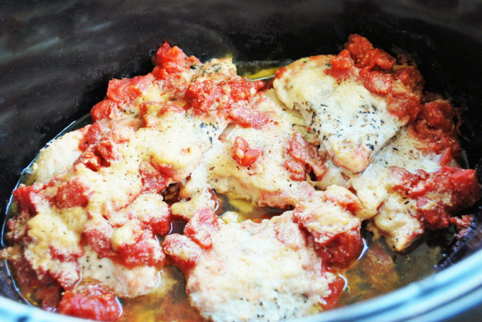 Simple Crockpot Italian Chicken in the slow cooker