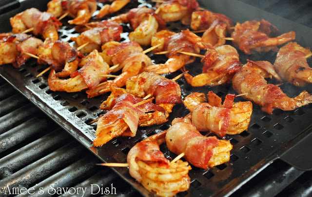 Bacon Wrapped Grilled Adobo Shrimp - Amee's Savory Dish