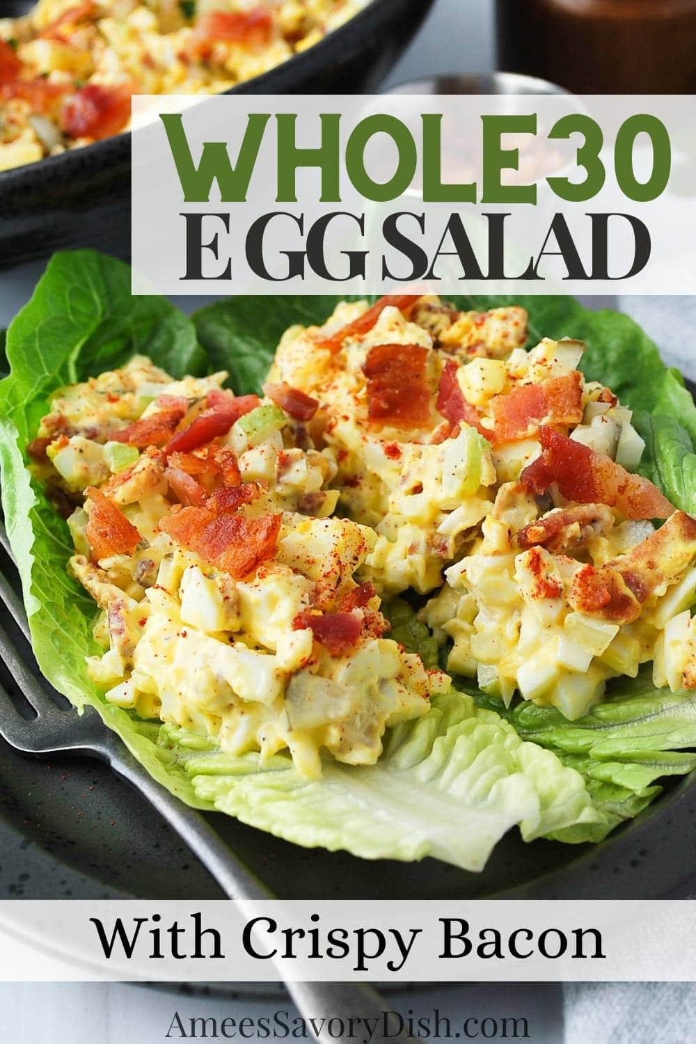 Make the best Whole30 Egg Salad in 5 minutes or less! Served in lettuce cups, this rich, creamy, and flavorful egg salad is the perfect protein-packed Whole30 lunch. via @Ameessavorydish