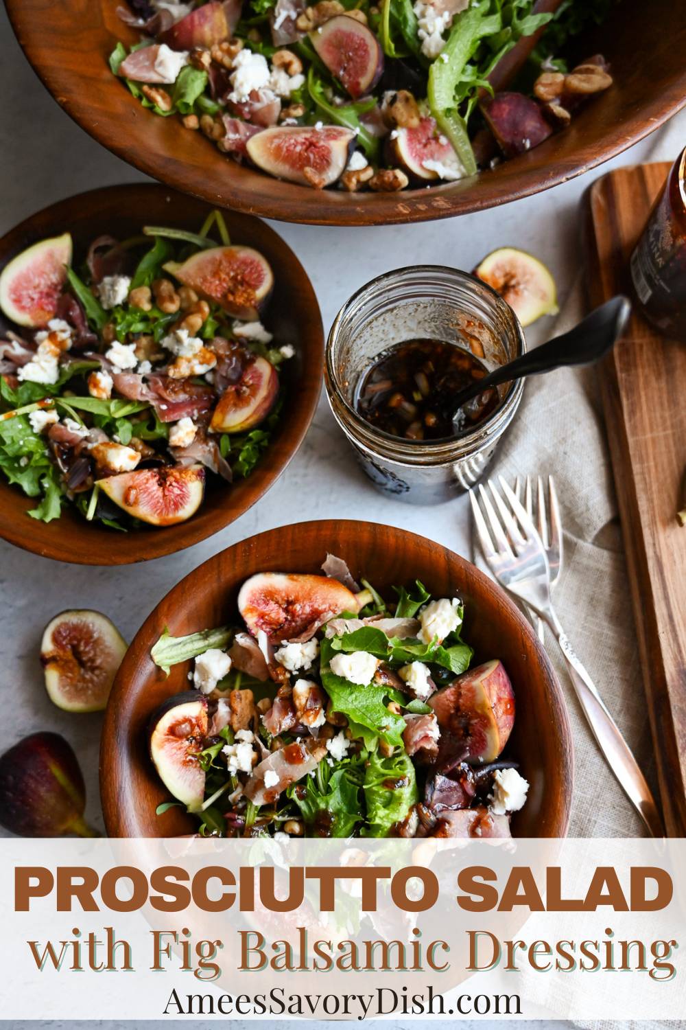 A hearty and delicious dinner salad made with prosciutto ham, greens, gorgonzola, walnuts, and fresh figs. via @Ameessavorydish