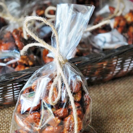 a bag of sweet and spicy candied nuts