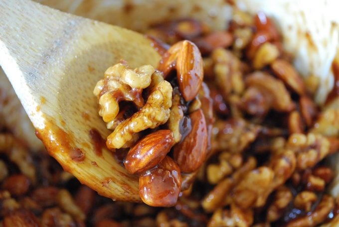 Sweet and Spicy Candied Nuts before baking