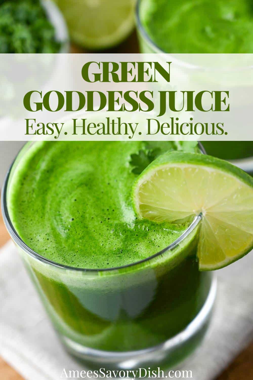 Green Goddess Juice is the perfect cold-pressed juice to jumpstart your day and energize you with the goodness of all things green! via @Ameessavorydish