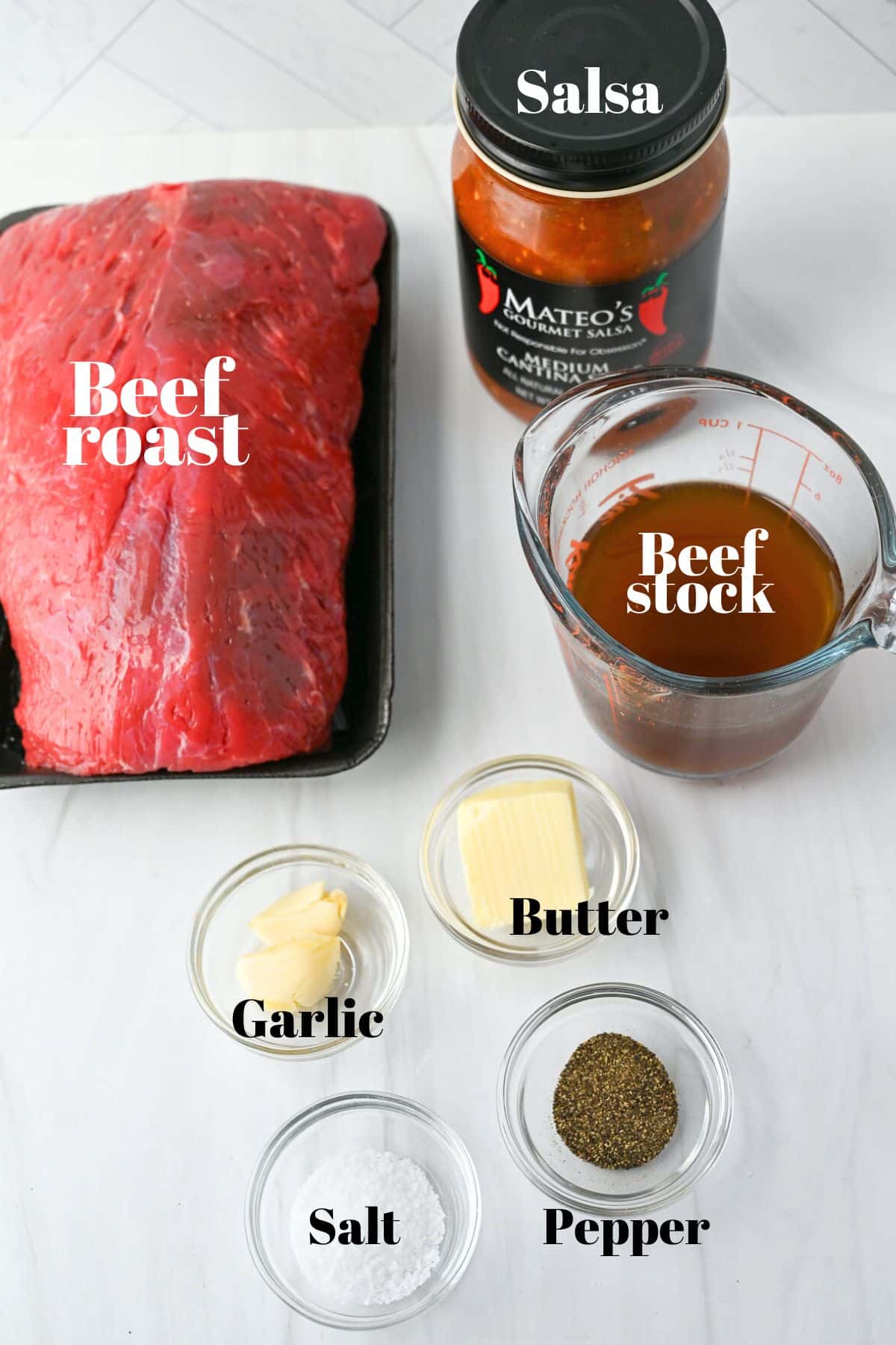 ingredients for southwest beef roast measured out on a counter