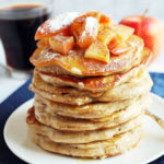a stack of apple cinnamon protein pancakes
