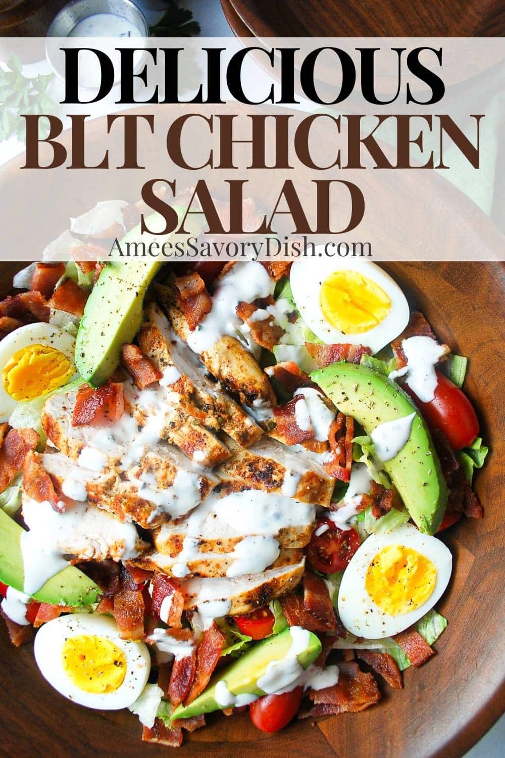 This BLT Chicken Salad captures the spirit of a classic BLT sandwich in a super satisfying and downright delicious healthy salad bowl. via @Ameessavorydish
