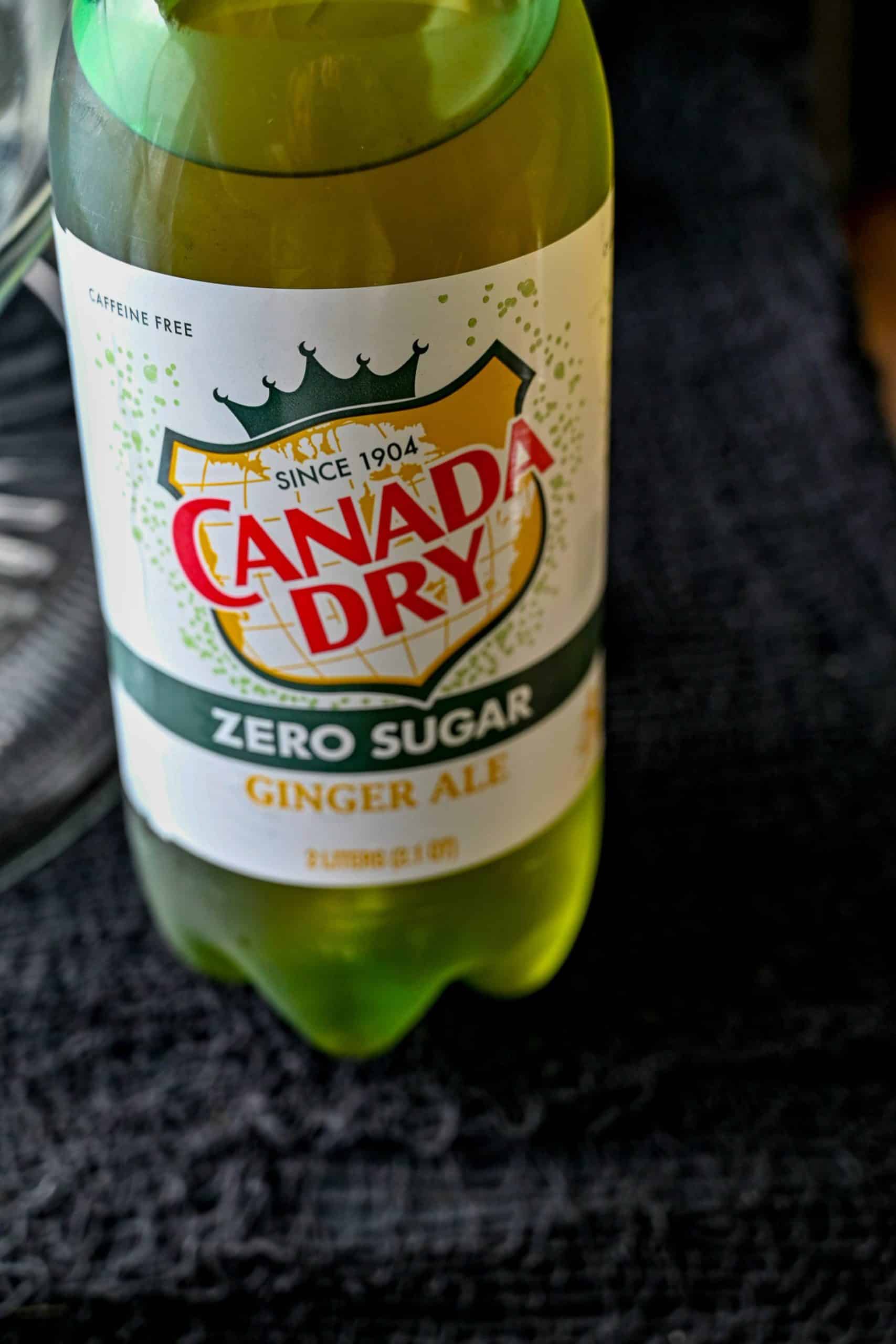 a bottle of zero sugar ginger ale