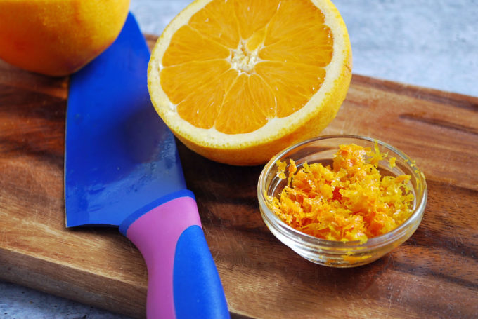 Fresh orange and orange zest for orange cupcakes