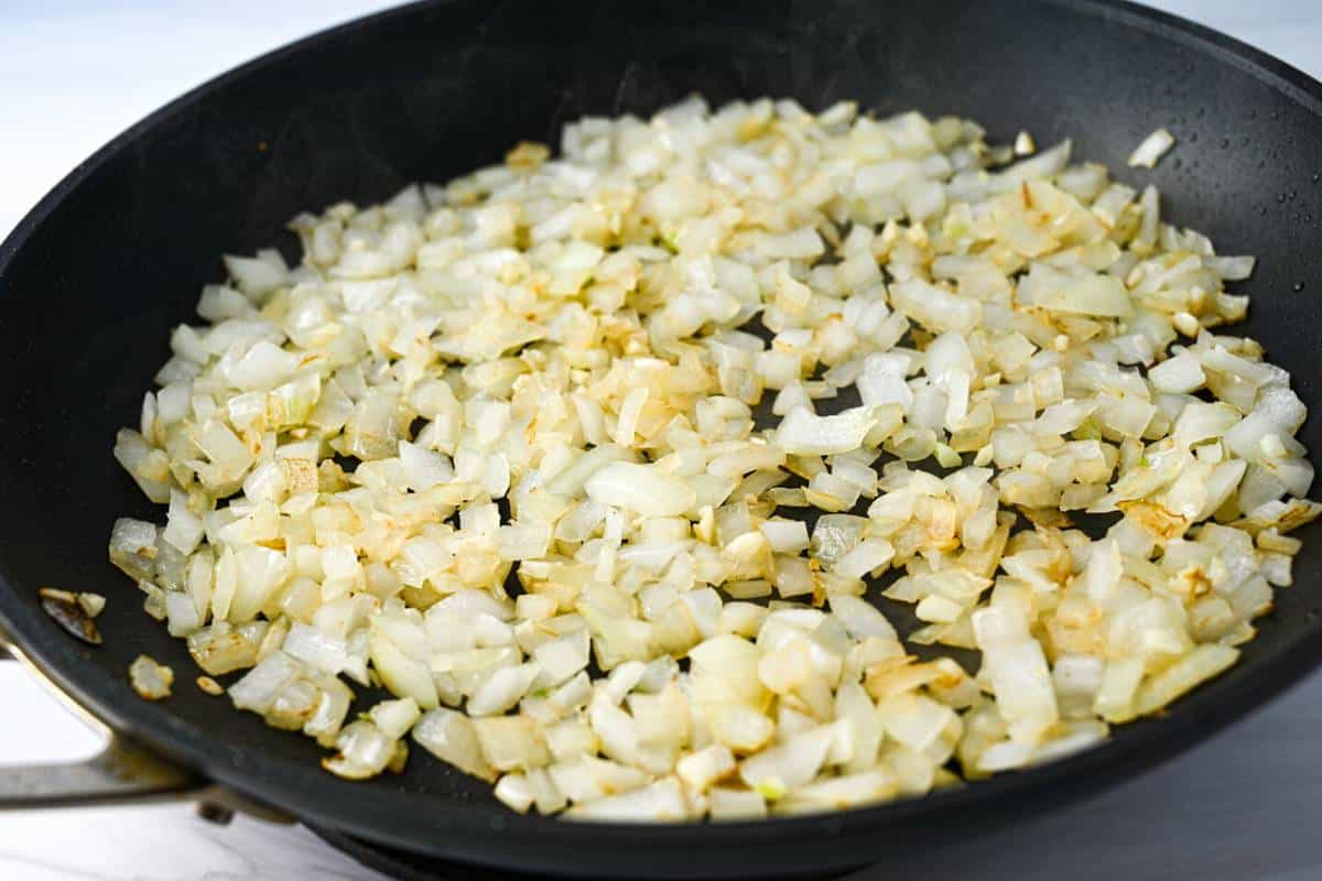 sauteed onions and garlic in a large skillet
