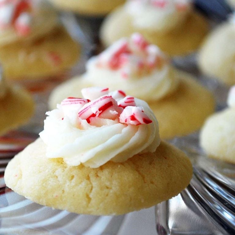 Peppermint Icing Thumbprint Cookies