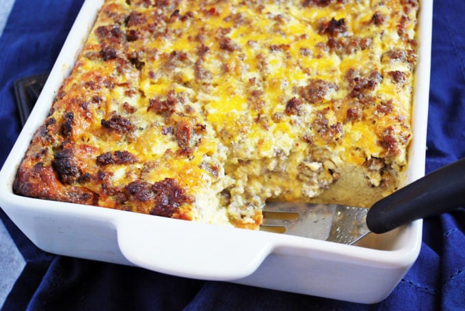 Breakfast casserole with egg, sausage and cheese