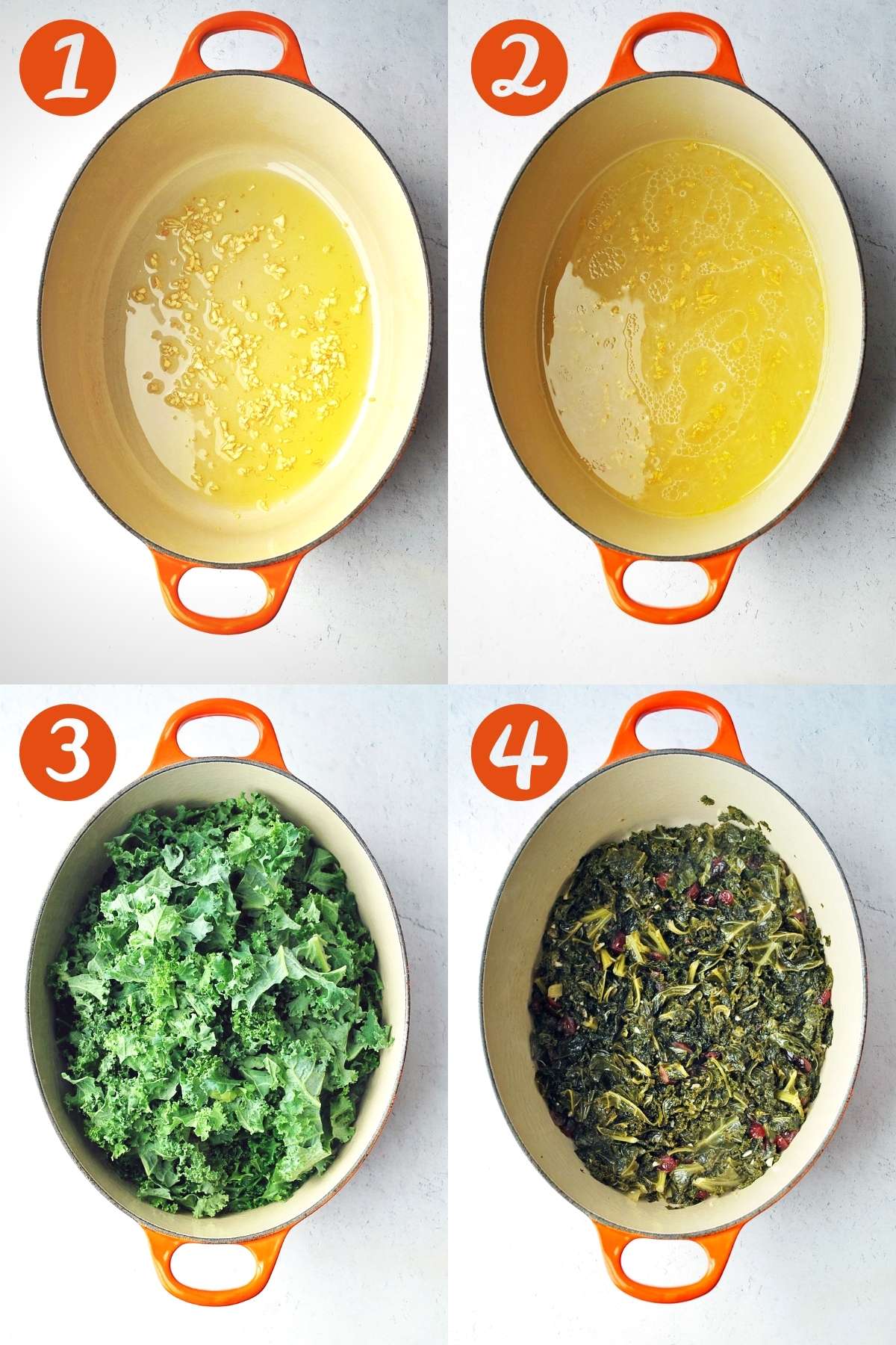 step photos for making sweet and sour kale