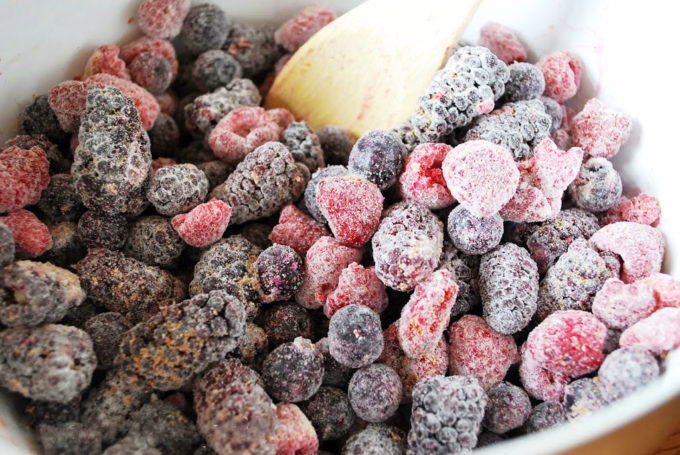 frozen blackberries, raspberries, and blueberries