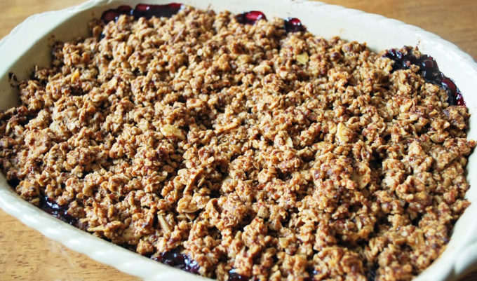 Easy Berry Crumble recipe straight from the oven