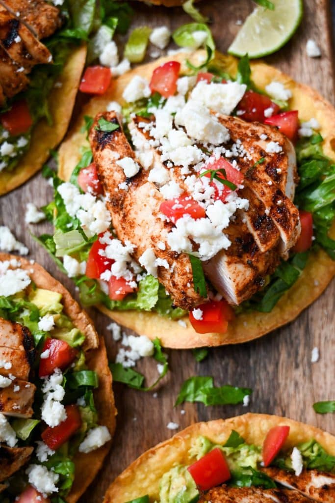 Avocado Tostadas with Grilled Chicken - Amee's Savory Dish