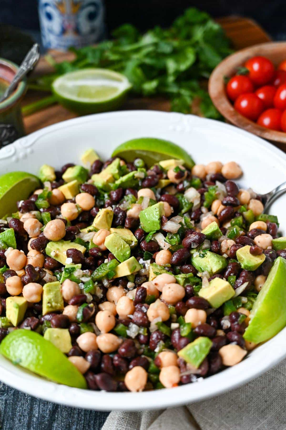 a served bowl of bean salad
