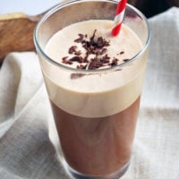 a glass on mocha protein coffee