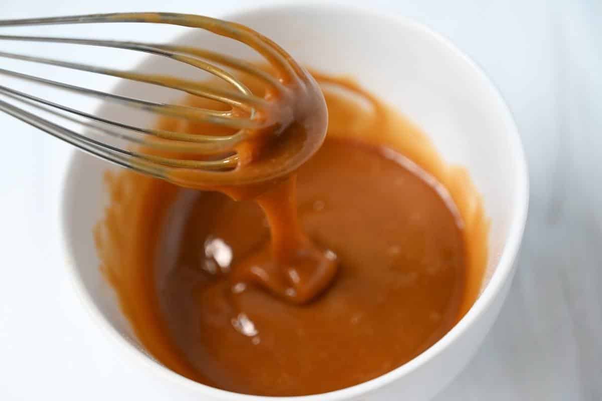 caramel sauce whisked with a tablespoon of flour