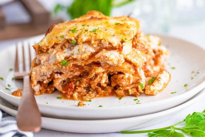 low carb lasagna on a plate