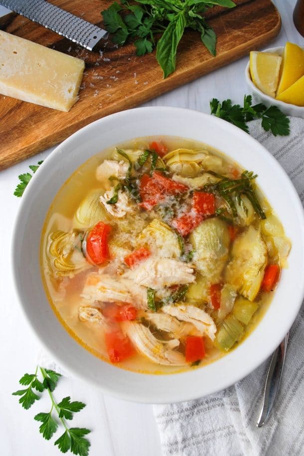 Easy Italian Artichoke Soup With Chicken Amees Savory Dish