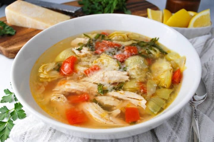 Easy Italian Artichoke Soup with Chicken - Amee's Savory Dish