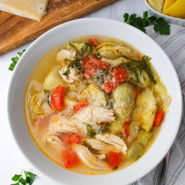 Easy Italian Artichoke Soup with Chicken - Amee's Savory Dish